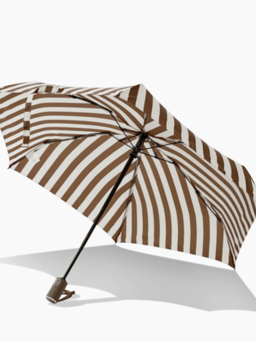 NEW🤎Trina Turk Brown and White Striped Compact Umbrella